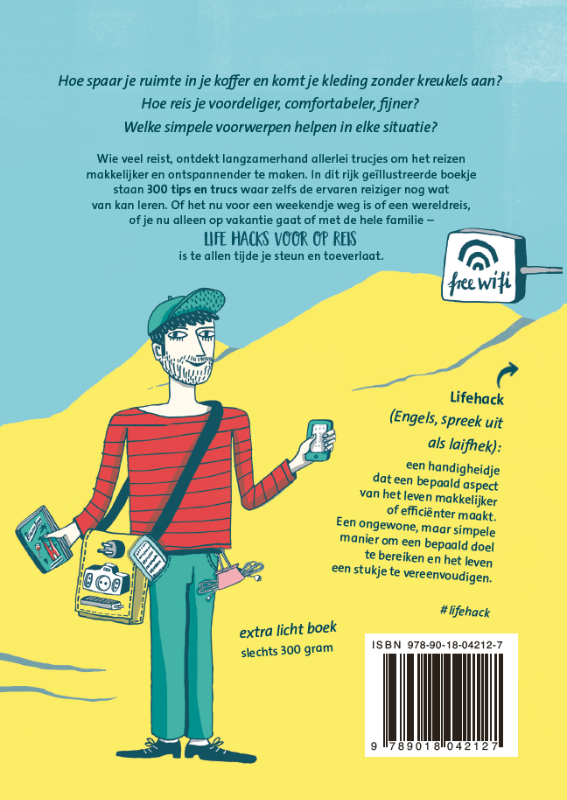 Achterkant van Life hacks voor op reis