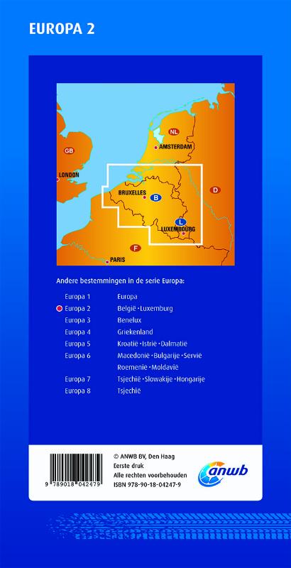 Achterkant van Wegenkaart 2. België/Luxemburg