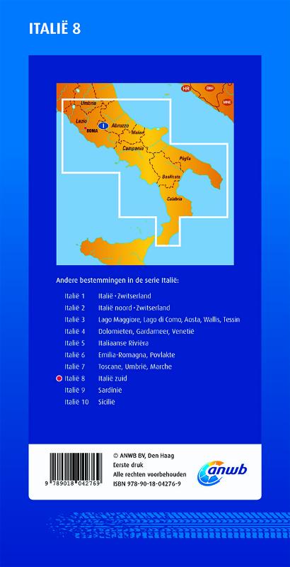 Achterkant van Wegenkaart Italië 8. Italië zuid