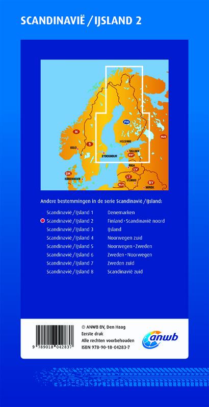 Achterkant van ANWB wegenkaart Scandinavië / IJsland 2 Finland Scandinavië noord