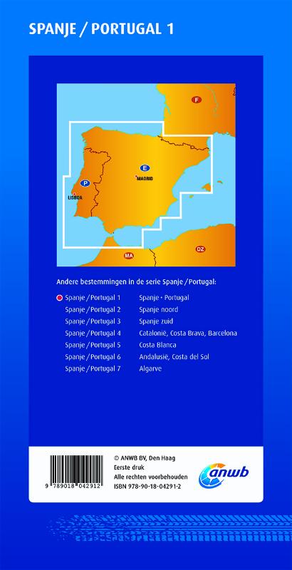 Achterkant van ANWB Wegenkaart 1. Spanje/Portugal
