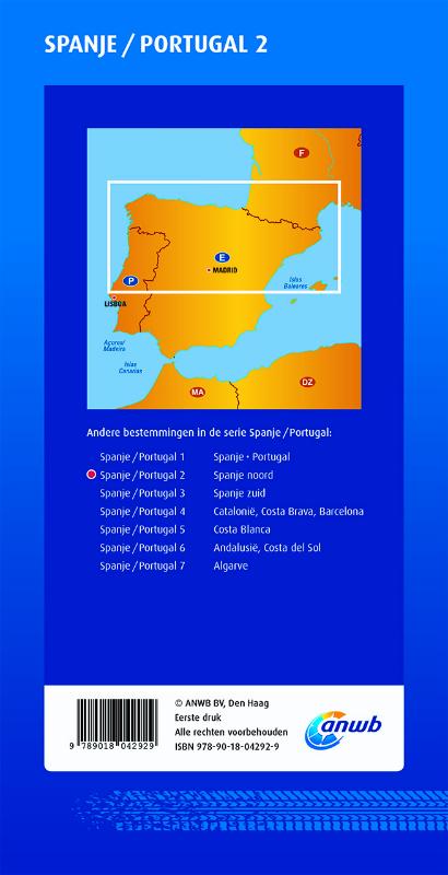 Achterkant van ANWB wegenkaart Spanje Portugal 2. Spanje noord