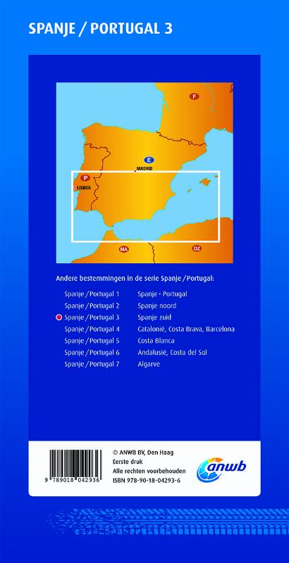 Achterkant van ANWB Wegenkaart Spanje / Portugal 3 Spanje zuid