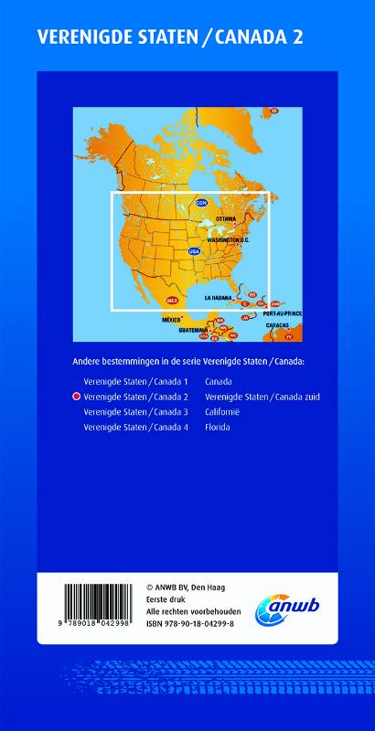 Achterkant van ANWB Wegenkaart Verenigde Staten/Canada 2. Verenigde Staten/Canada zuid
