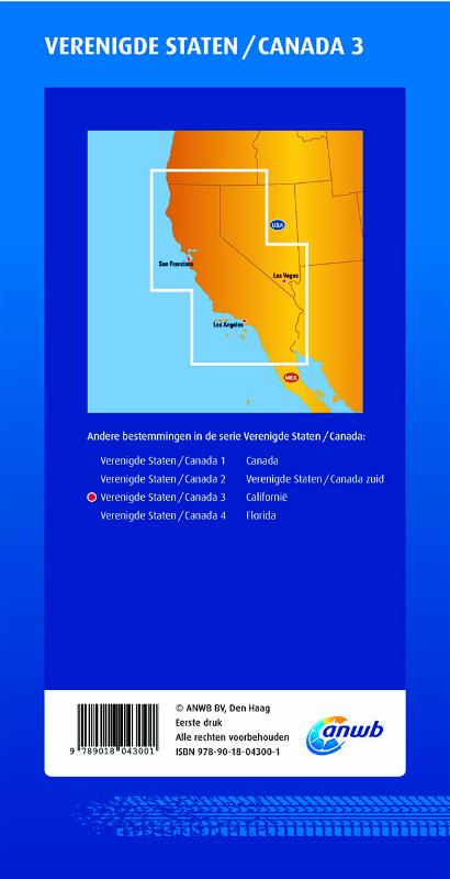 Achterkant van ANWB wegenkaart Verenigde staten/Canada 3. Californië