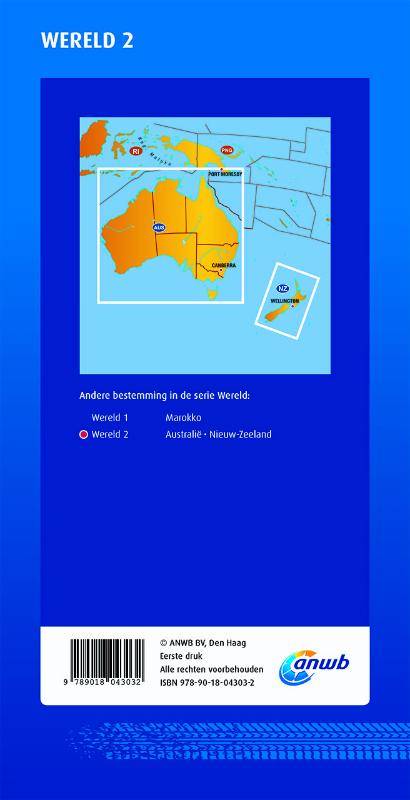 Achterkant van ANWB wegenkaart Wereld 2. Australië/Nieuw-Zeeland