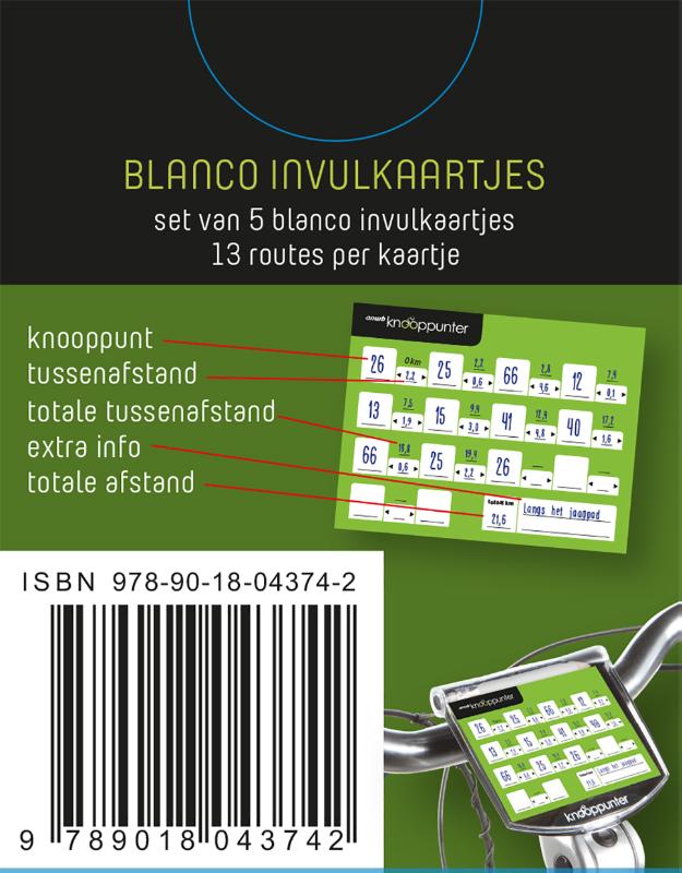 Achterkant van ANWB Knooppunter (blanco invulkaartjes) set 4 exemplaren