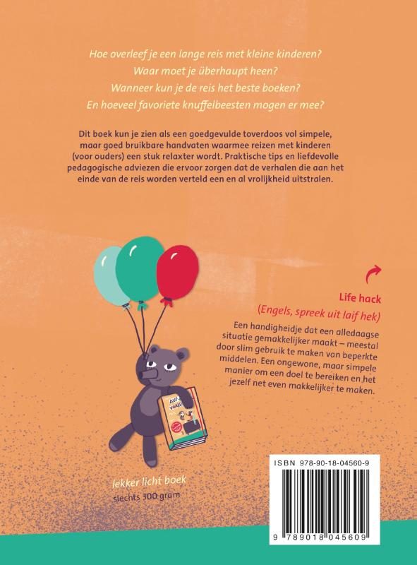 Achterkant van Life Hacks met kinderen onderweg