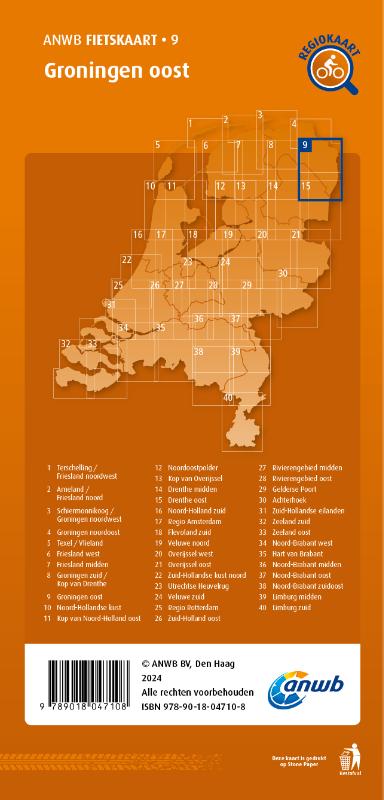 Achterkant van Fietskaart Groningen oost 1:66.666
