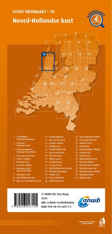 Achterkant van Fietskaart Noord-Hollandse kust 1:66.666