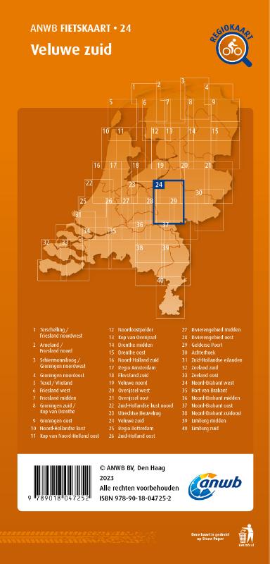 Achterkant van Fietskaart Veluwe zuid 1:66.666
