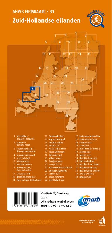 Achterkant van Fietskaart Zuid-Hollandse eilanden 1:66.666