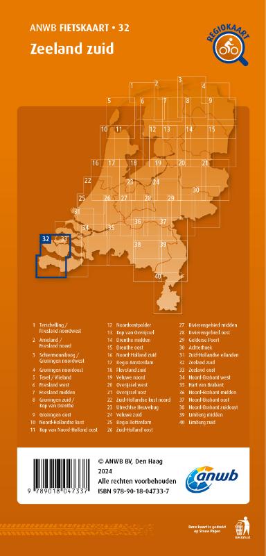 Achterkant van Fietskaart Zeeland zuid 1:66.666