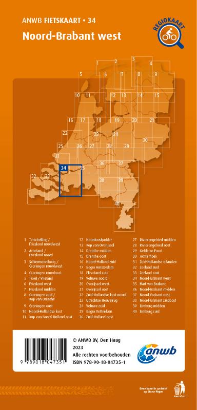 Achterkant van Fietskaart Noord-Brabant west 1:66.666