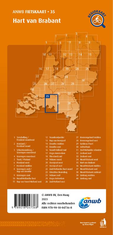 Achterkant van Fietskaart Hart van Brabant 1:66.666