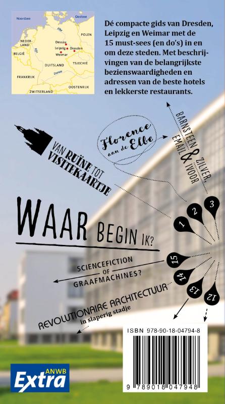 Achterkant van Dresden, Leipzig en Weimar