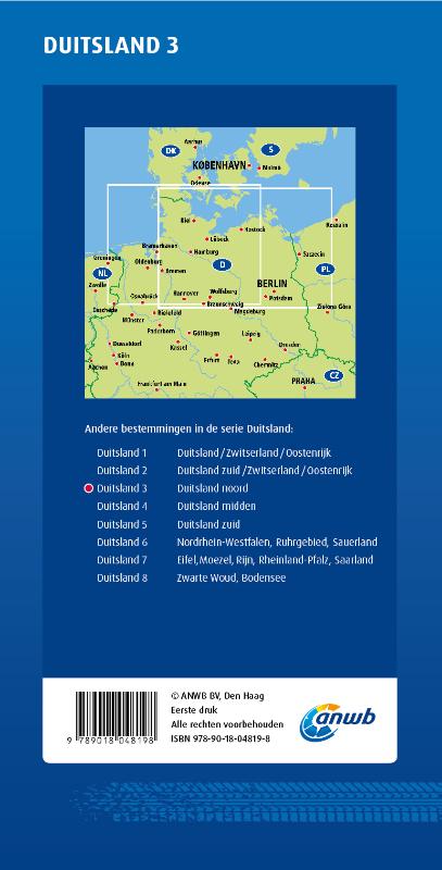 Achterkant van ANWB Wegenkaart 3.Duitsland Noord