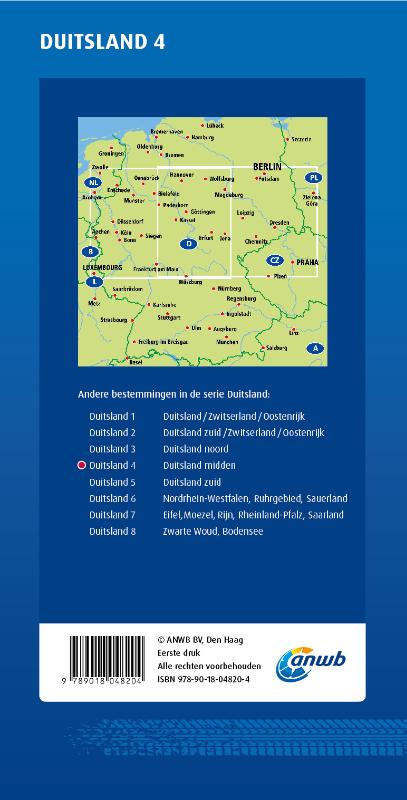Achterkant van ANWB Wegenkaart 4.Duitsland Midden