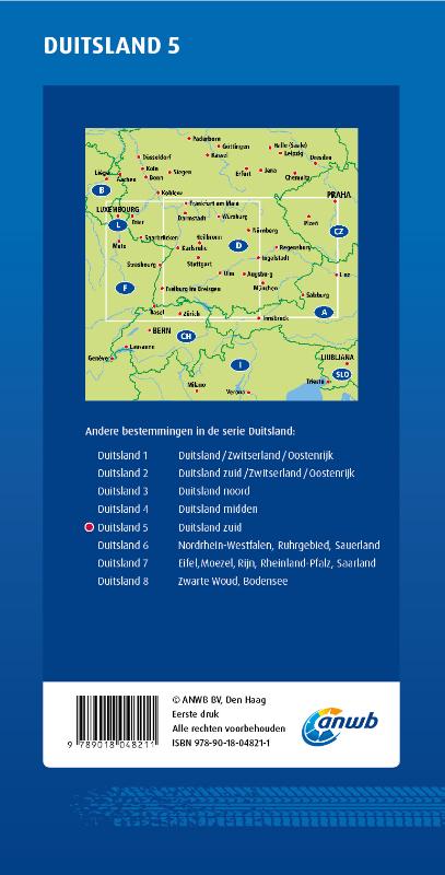 Achterkant van ANWB Wegenkaart 5.Duitsland Zuid