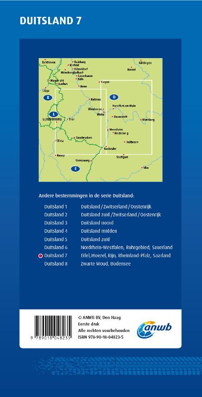 Achterkant van ANWB*Wegenkaart Duitsland 7. Eifel/Moezel/Rijn/Rheinland-Pfalz/Saarland