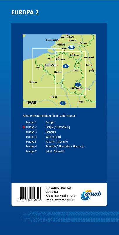 Achterkant van ANWB*Wegenkaart Europa 2. België/Luxemburg