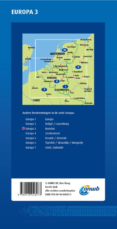 Achterkant van ANWB Wegenkaart 3. Benelux