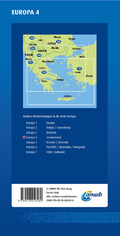 Achterkant van ANWB*Wegenkaart Europa 4. Griekenland
