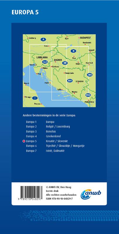 Achterkant van ANWB*Wegenkaart Europa 5. Kroatië/Slovenië