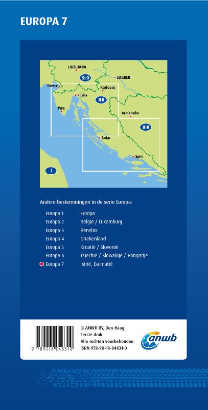 Achterkant van ANWB*Wegenkaart Europa 7. Istrië/Dalmatië
