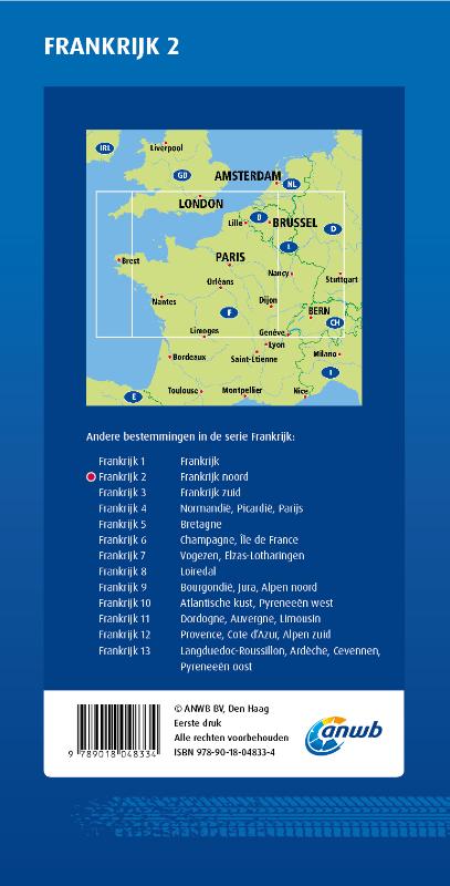 Achterkant van ANWB Wegenkaart Frankrijk 2. Frankrijk Noord