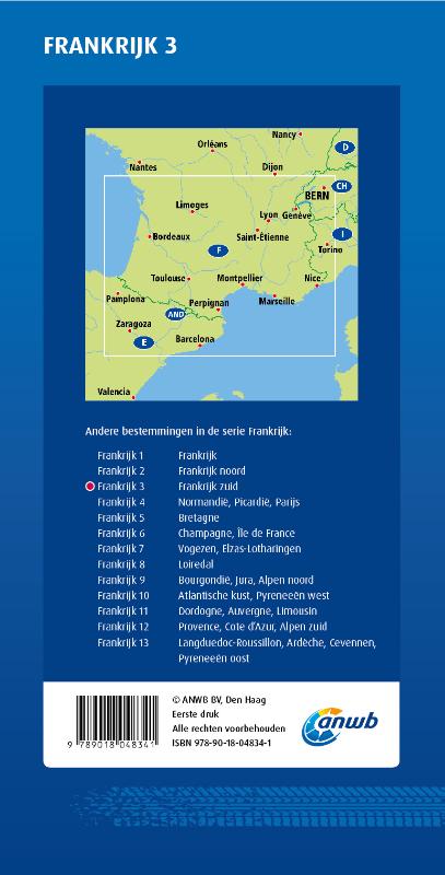 Achterkant van ANWB Wegenkaart Frankrijk 3. Frankrijk-Zuid