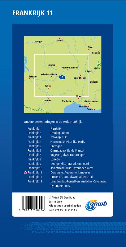 Achterkant van ANWB Wegenkaart Frankrijk 11. Dordogne/Auvergne/Limousin