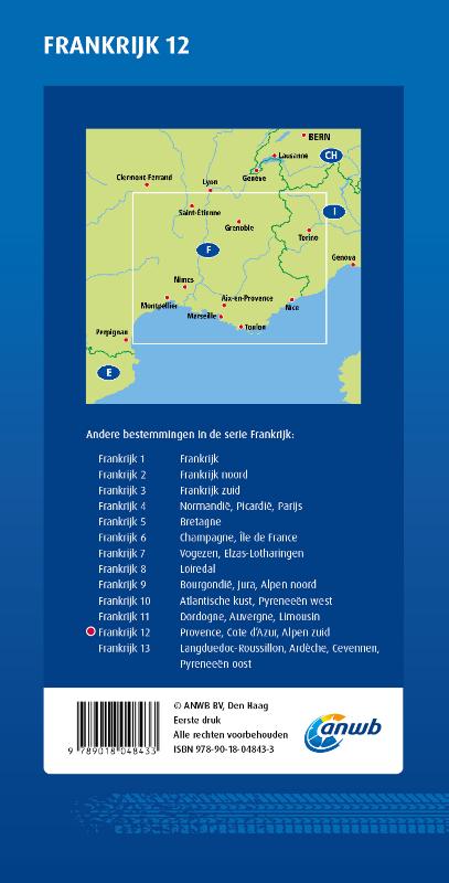 Achterkant van ANWB Wegenkaart Frankrijk 12. Provence/Cote d'Azur/Alpen Zuid