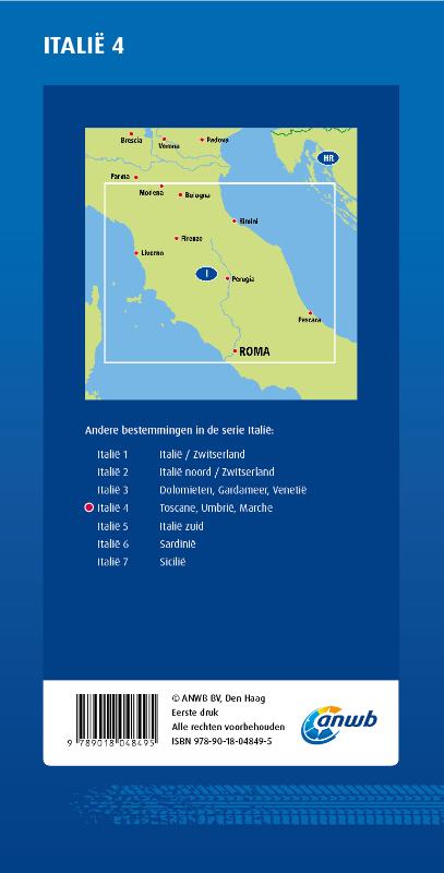 Achterkant van ANWB*Wegenkaart Italië 4. Toscane/Umbrië/Marche