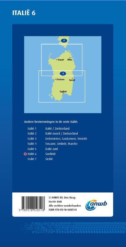 Achterkant van ANWB*Wegenkaart Italië 6. Sardinië