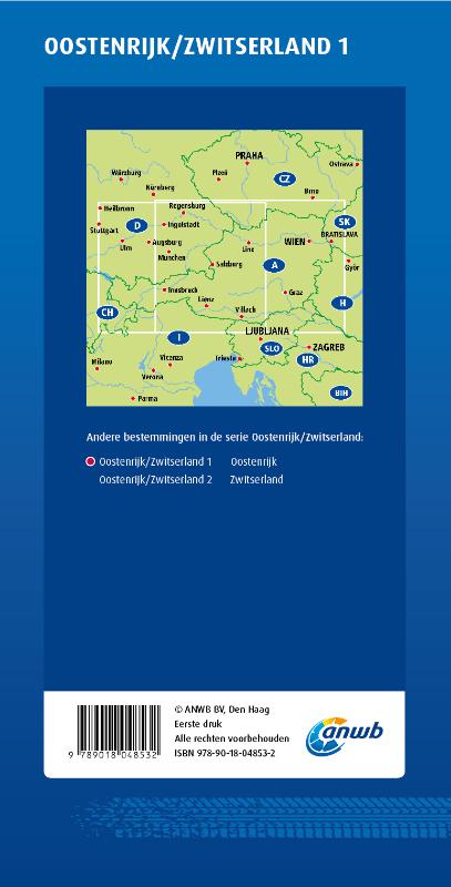 Achterkant van ANWB*Wegenkaart Oostenrijk/Zwitserland 1. Oostenrijk