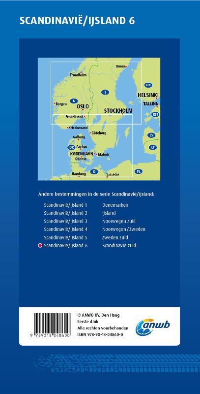 Achterkant van ANWB*Wegenkaart Scandinavië/IJsland 6. Scandinavië-Zuid