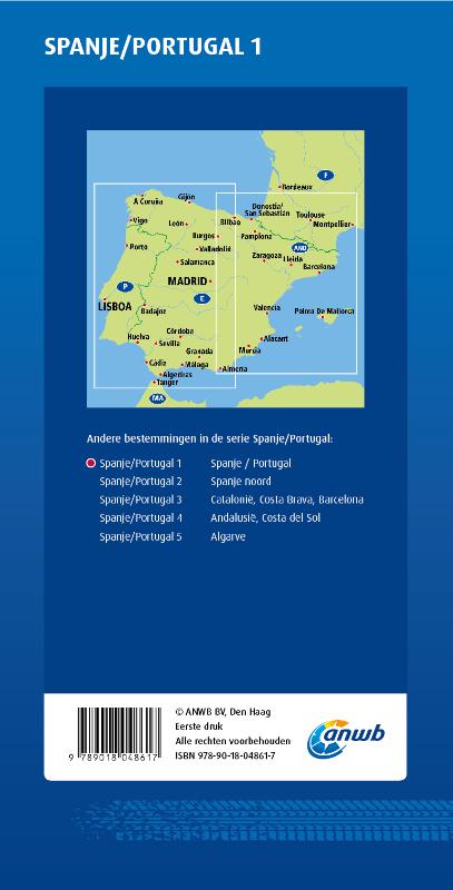 Achterkant van ANWB Wegenkaart Spanje/Portugal 1. Spanje/Prtugal
