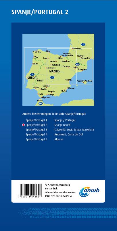 Achterkant van ANWB Wegenkaarten Spanje/Portugal 2. Spanje-Noord