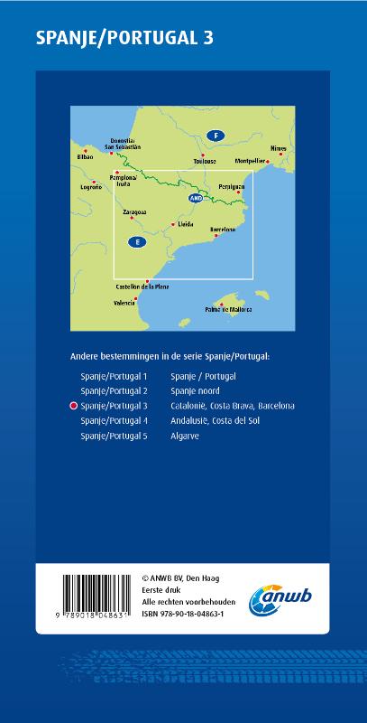 Achterkant van ANWB Wegenkaart Spanje/Portugal 3. Catalonië/Costa Brava/Barcelona