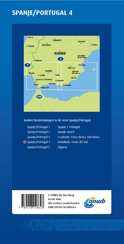 Achterkant van ANWB Wegenkaart Spanje/Portugal 4. Andalusië/Costa del Sol