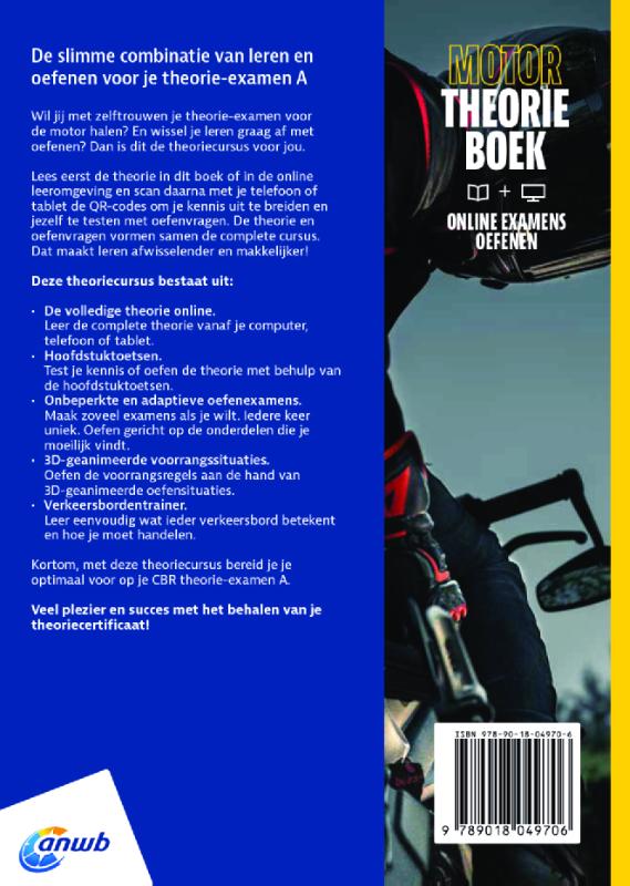 Achterkant van Motor - Theorieboek+online examens oefenen Rijbewijs A