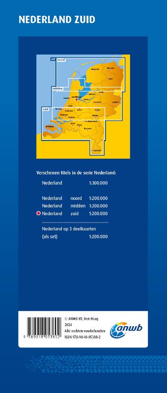 Achterkant van Wegenkaart Nederland Zuid