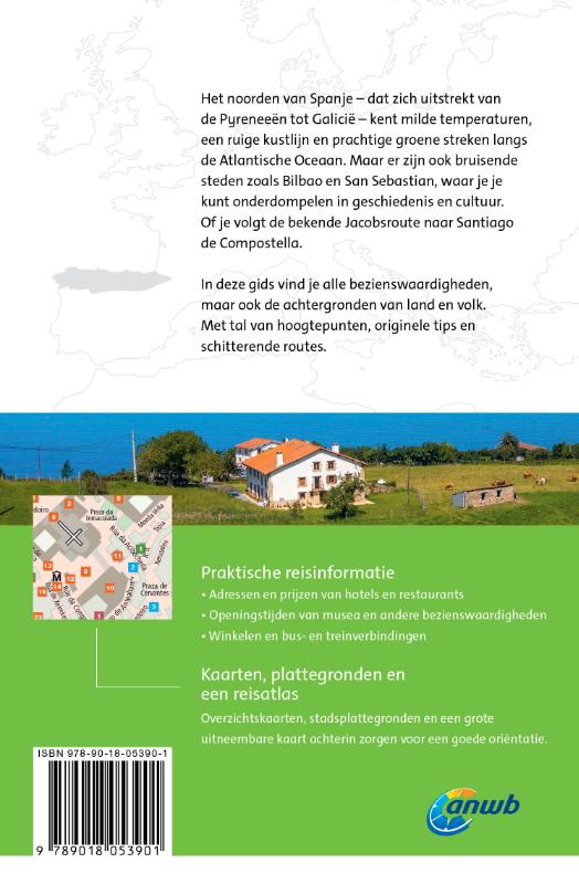 Achterkant van Spanje-noord en de Jacobsroute