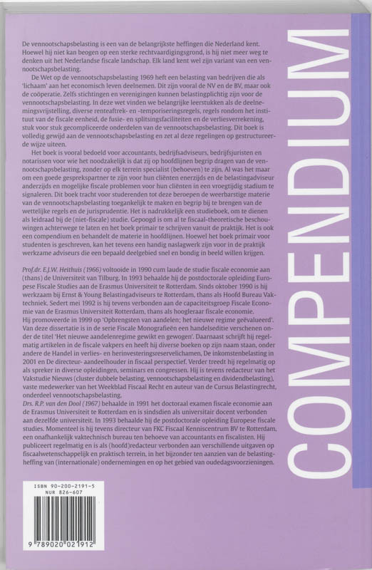 Achterkant van Compendium van de vennootschapsbelasting