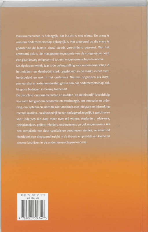 Achterkant van Handboek Ondernemers & Adviseurs