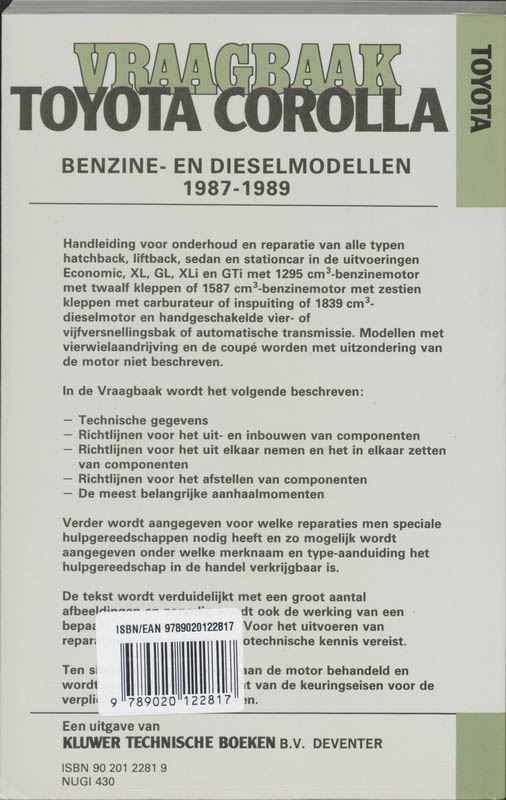 Achterkant van Benzine diesel 1987-1989