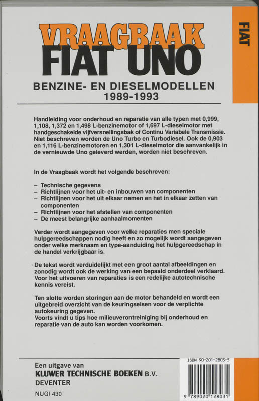 Achterkant van Benzine diesel 1989-1993