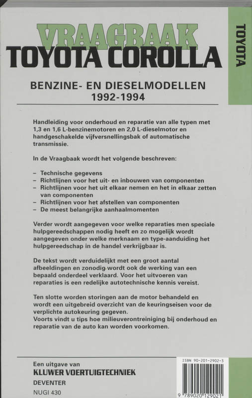 Achterkant van Benzine-en dieselmodellen 1992-1994