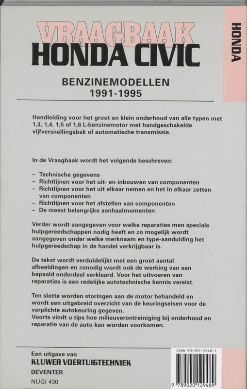 Achterkant van Benzinemodellen 1991-1995